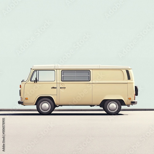 vintage yellow van on street