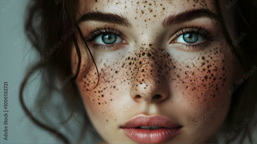 beautiful woman with dark spots on her face