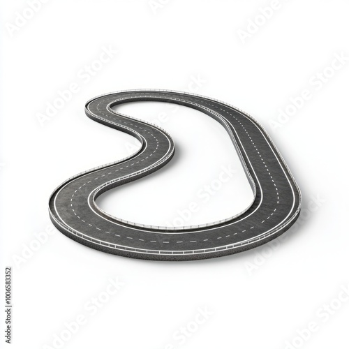 3d winding road curve on white background