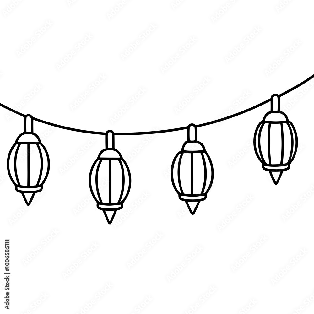 Whimsical Lantern String Lights Vector Illustration for Charming Garden and Patio Settings
Whimsical Lantern String Lights Vector Illustration for Charming Garden and Patio Settings