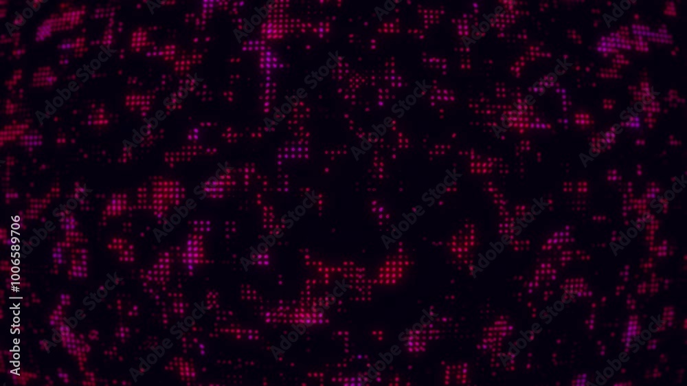 Vertical video, Glow red pink purple blue digital landscape with cube particle. Crypto currency, big data, block chain and digital technology concept. 3D Rendering. 4K. Vertical video, Glow red pink purple blue digital landscape with cube particle. Crypto currency, big data, block chain and digital technology concept. 3D Rendering. 4K.