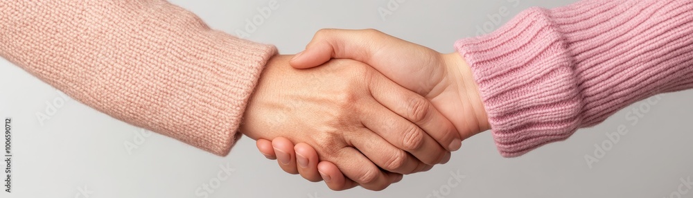 Two hands shaking, symbolizing agreement and partnership. Two hands shaking, symbolizing agreement and partnership.