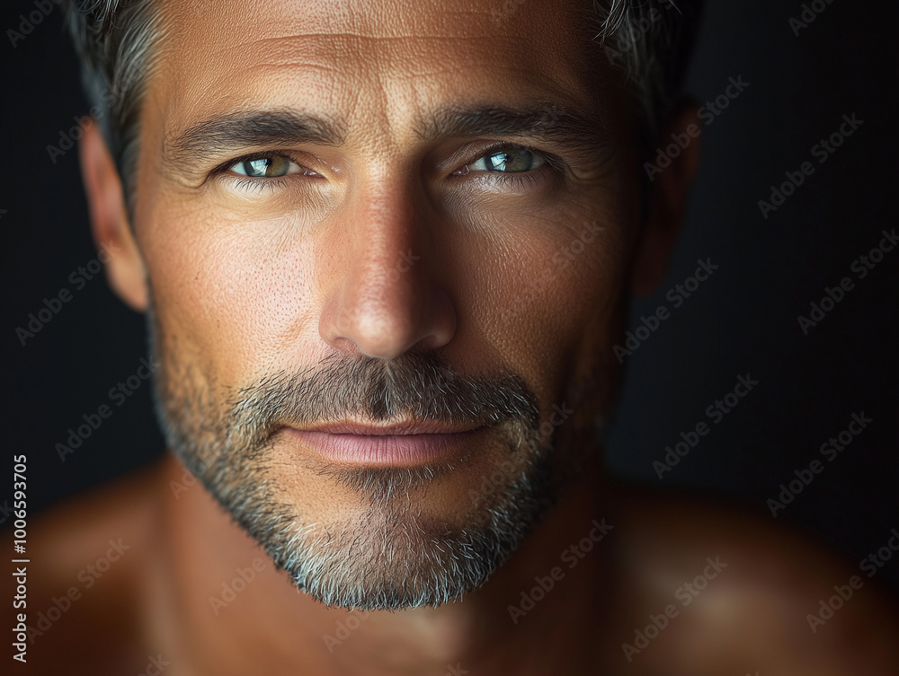 Fototapeta premium Handsome mature man thinking close up studio portrait
