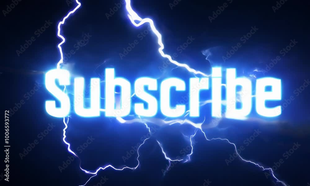 A dynamic text animation of the word 'Subscribe' with animated blue lightning bolts.