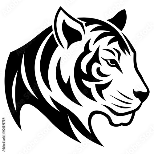 Wallpaper Mural Vector Illustration of a Minimal Tiger Head Profile Art for Modern Decor
 Torontodigital.ca