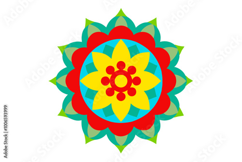 Colorful Mandala Design with Floral Motifs