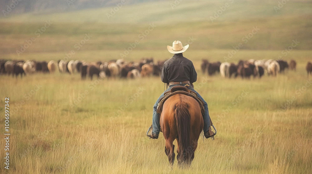 Argentine gaucho herding cattle on horseback across the Pampas grasslands photo Argentine gaucho herding cattle on horseback across the Pampas grasslands photo
