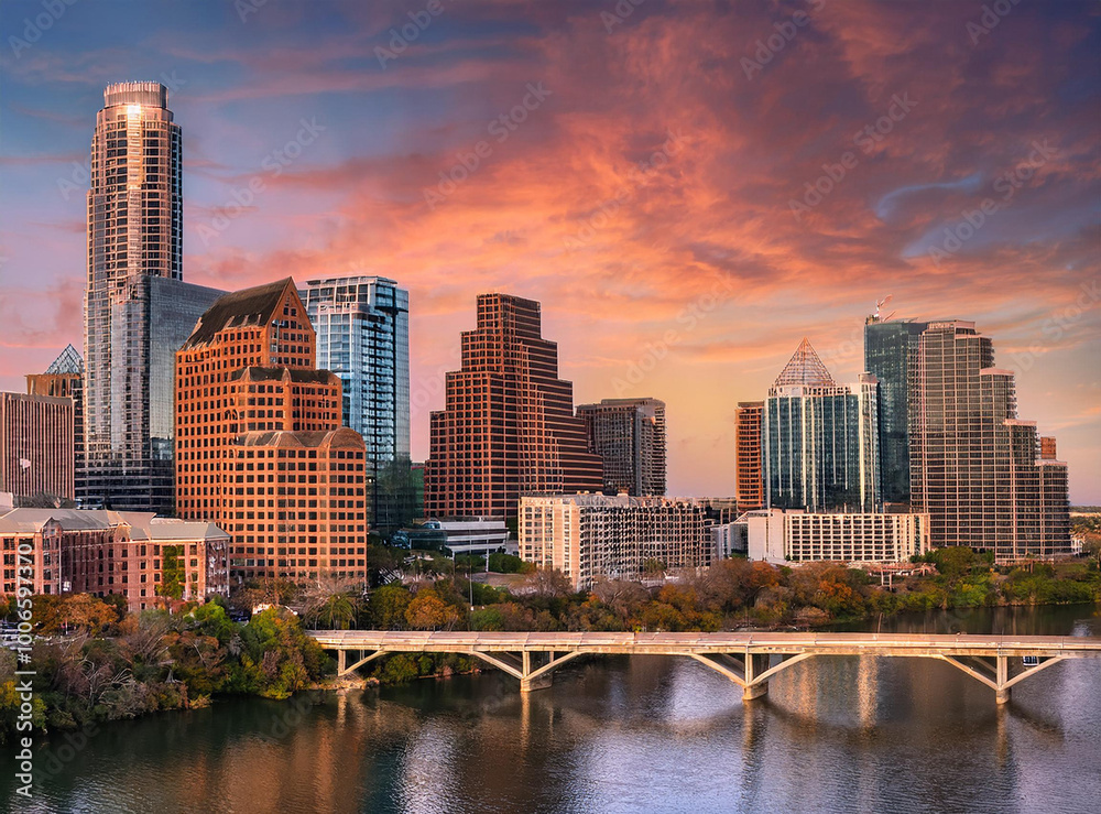 Obraz premium Austin Skyline in the evening