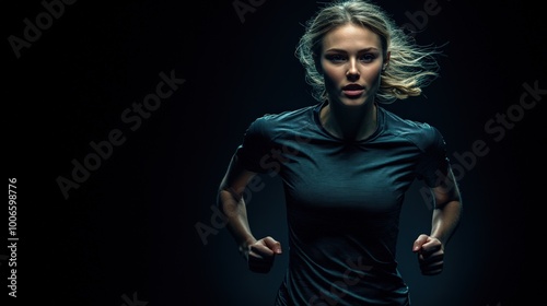 Focused Female Athlete in Motion