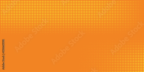 Dots halftone orange color pattern gradient texture with technology digital background. Dots pop art comics with summer background.
