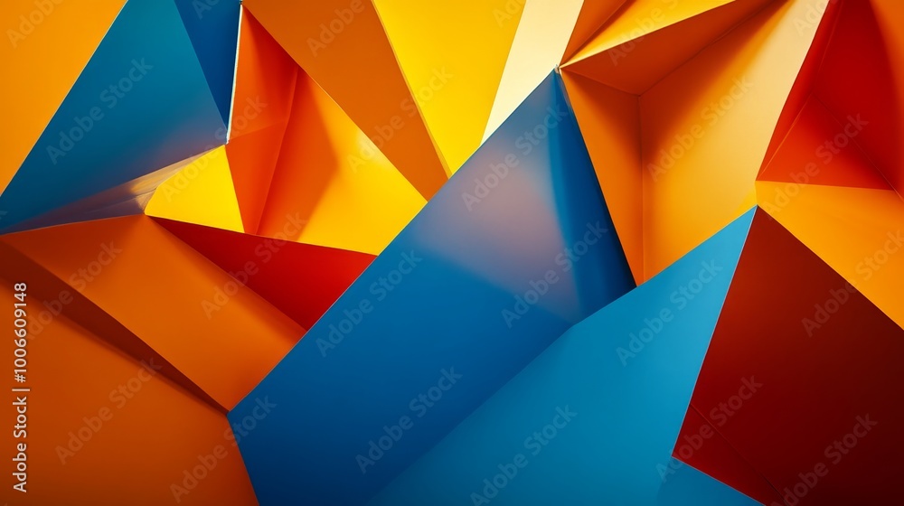 The image showcases a vivid array of geometric shapes in bright colors, forming a striking abstract composition. The image showcases a vivid array of geometric shapes in bright colors, forming a striking abstract composition.