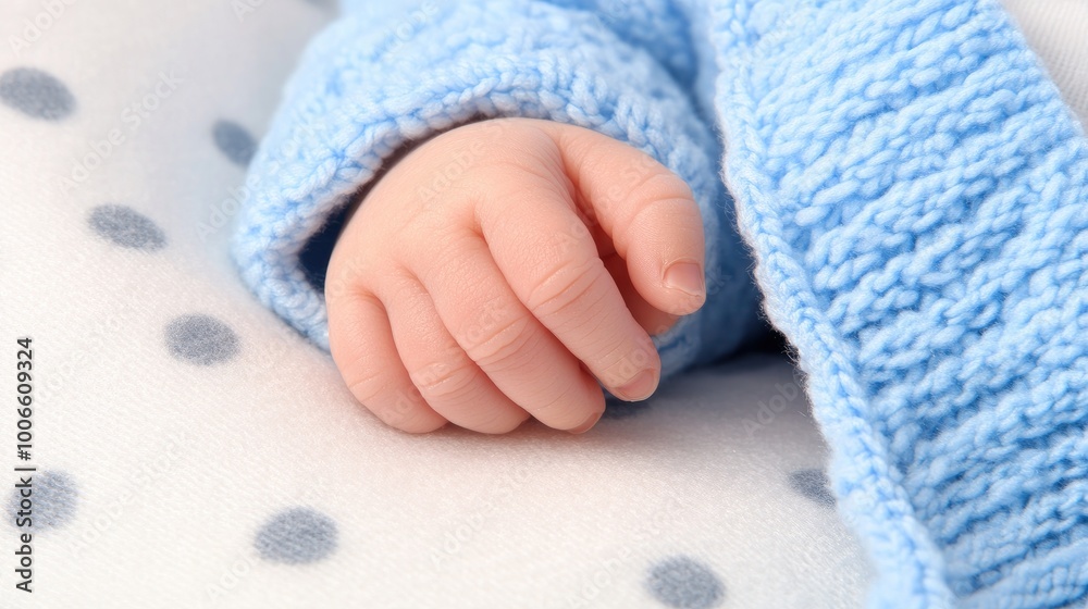 Soft Baby Hand in Cozy Blue Knit Sweater