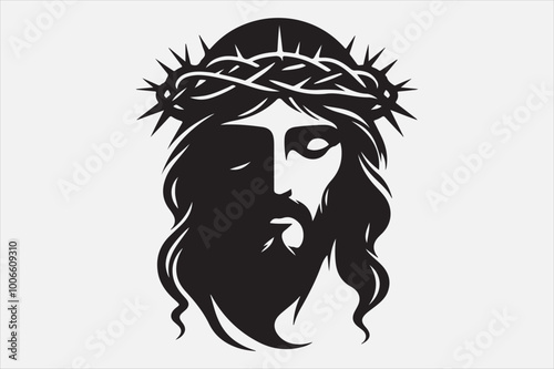 Jesus Christ's head crowned with thorns.