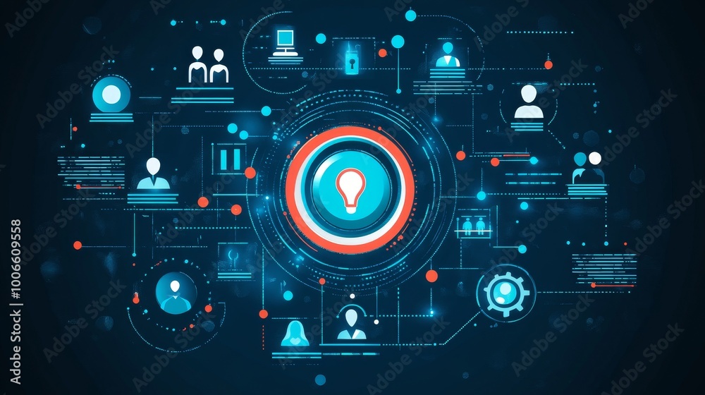 A digital illustration presenting networks and connectivity, highlighting innovation and technological advancements. A digital illustration presenting networks and connectivity, highlighting innovation and technological advancements.
