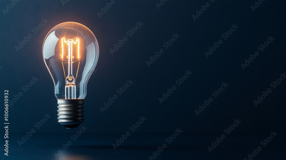 A glowing light bulb in a sleek base, with a wire elegantly coiling around it, set against a dark backdrop, creating a striking visual perfect for inspiring messages or innovative A glowing light bulb in a sleek base, with a wire elegantly coiling around it, set against a dark backdrop, creating a striking visual perfect for inspiring messages or innovative