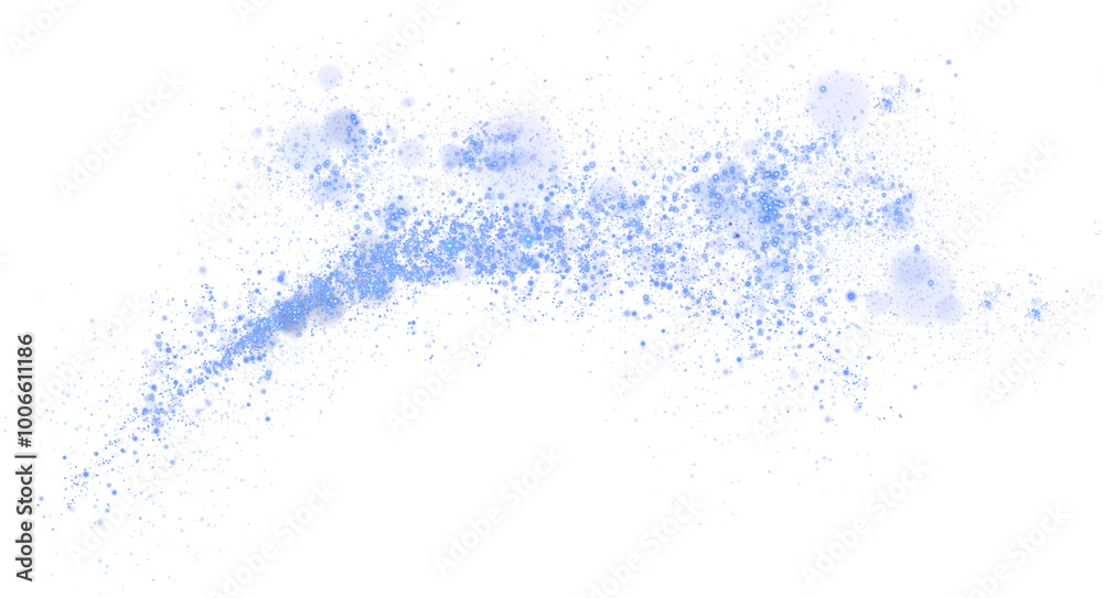 Fototapeta premium A luminous bokeh that gently shimmers with blue light. Light abstract glowing lights. Glowing bokeh effect isolated. Christmas background made of glowing dust. PNG.