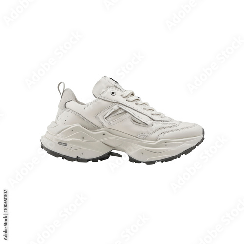 White Leather Sneaker with Thick Sole