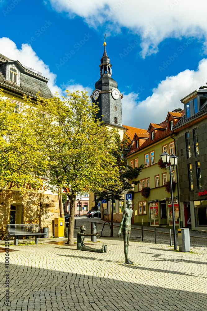 Obraz premium Herbstliche Wanderung durch den wunderschönen Thüringer Wald über den Kickelhahn bei Ilmenau - Thüringen - Deutschland