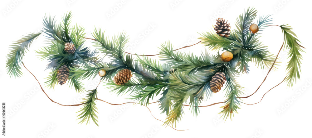 Naklejka premium Christmas conifer branch plant.