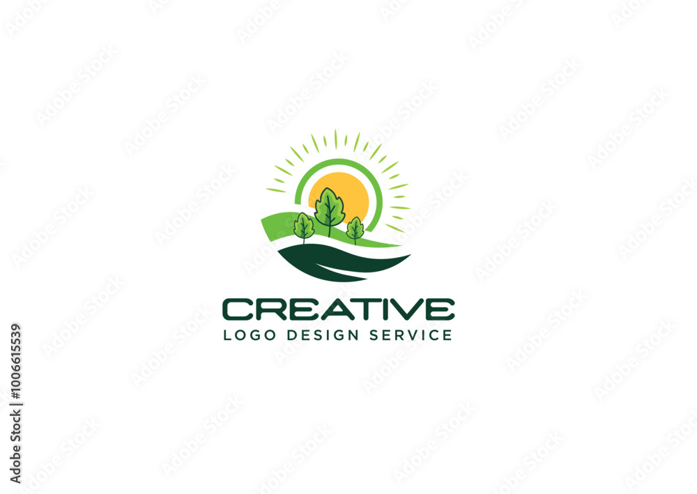 Farm Fields, eco Logo Template or Argo Fields Logo