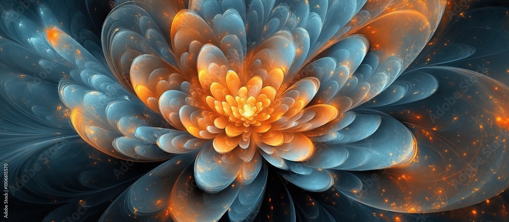 Abstract Orange and Blue Flower Abstract Orange and Blue Flower