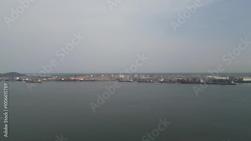 Ships waiting to operate at the Port of Paranaguá.