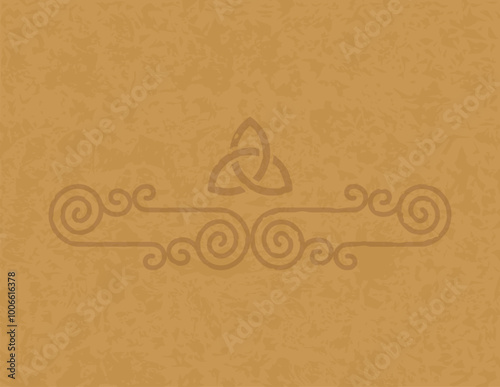 Medieval Parchment Background - Celtic Spirals, Lines and Triquetra