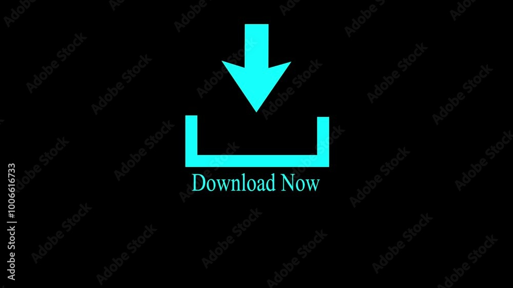 Abstract green color downloading icon animation on black background Abstract green color downloading icon animation on black background