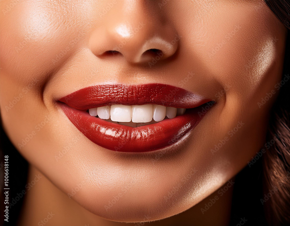 Obraz premium Boca de mujer con piel perfecta sonriendo