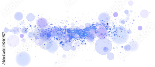 A luminous bokeh that gently shimmers with blue and purple light. Light abstract glowing lights. Glowing bokeh effect isolated. Christmas background made of glowing dust. PNG