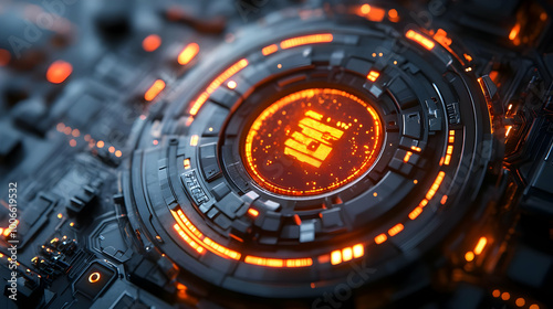 Wallpaper Mural 3D Close-Up of a Futuristic Glowing Leadership Badge ID Card - Macro Shot Symbolizing Authority, Responsibility, and Modern Professionalism in Corporate Business Environments Torontodigital.ca