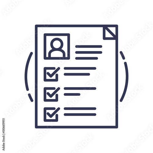 Illustration of a checklist with a profile picture, symbolizing eligibility criteria and verification.