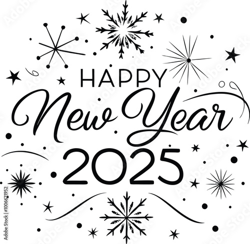 happy new year 2025 celebration text design template