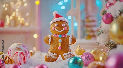 Unusual colorful Christmas gingerbread man 