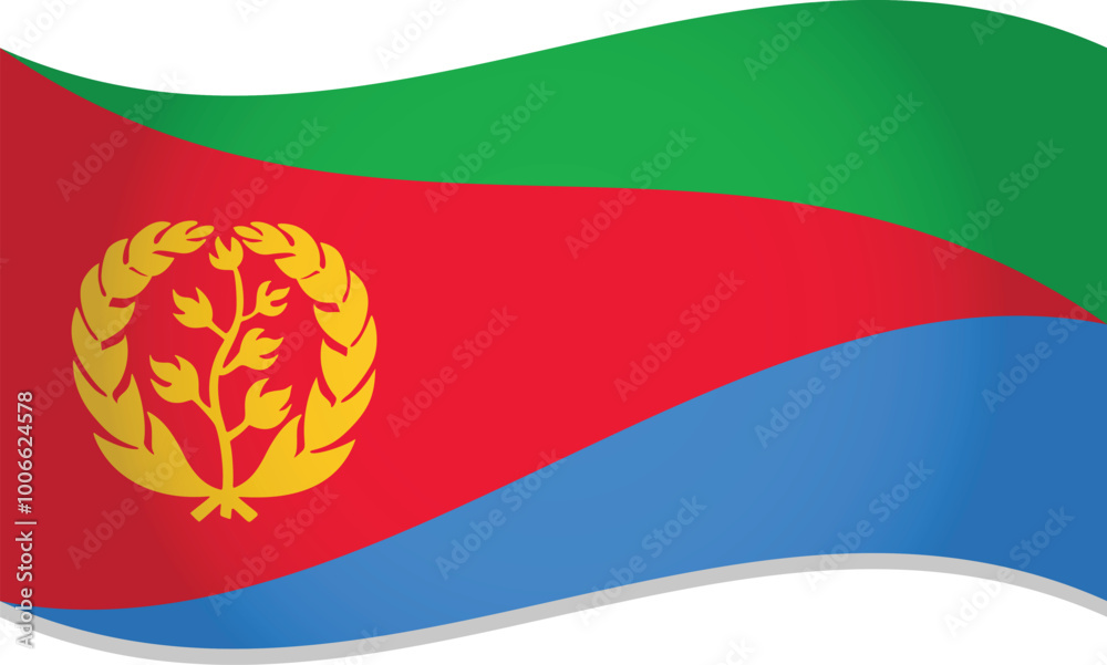 Fototapeta premium Eritrea Country Flag Waving 3D Style Vector