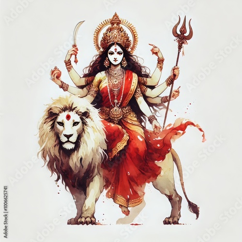 Indian Festival Navratri, Indian God shri Druga in Happy Durga Puja Subh Navratri