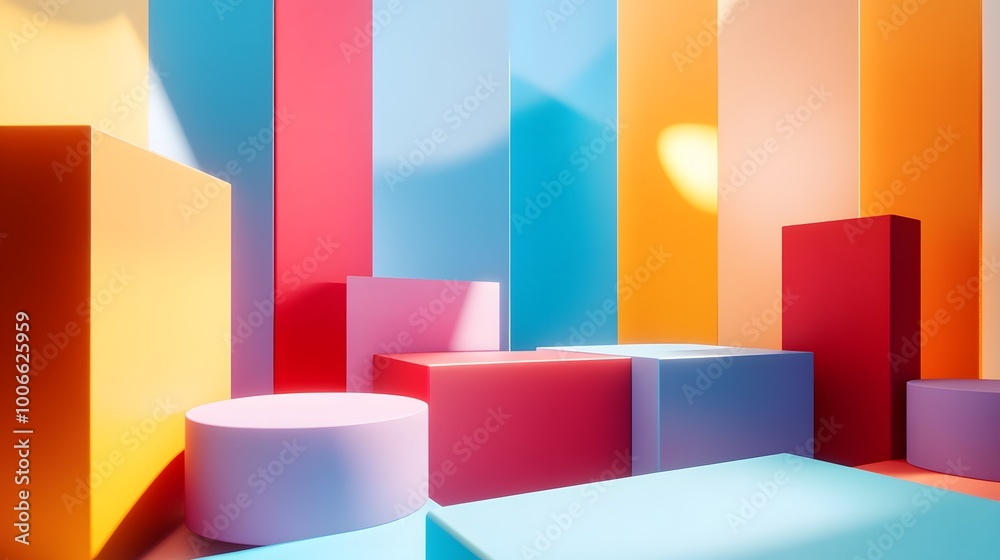 Multicolor boxes abstract background 3D render illustration. Multicolor boxes abstract background 3D render illustration.