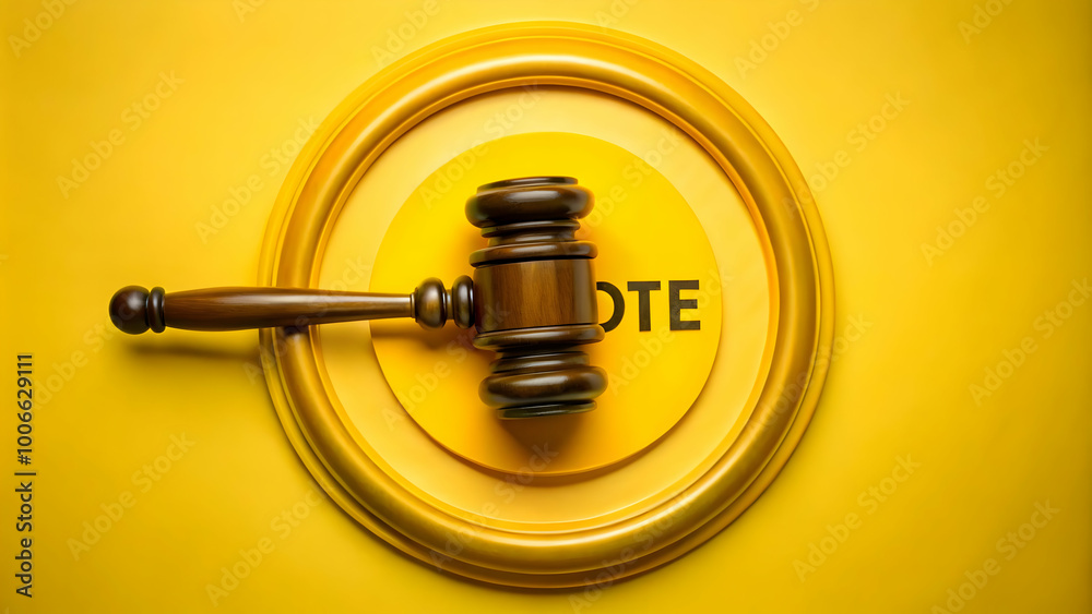 Close-Up of a Circular Gavel Frame with 'VOTE' Sound Block Centered, Ideal for Election Promotions - Rotating Stock Photo on White Background Close-Up of a Circular Gavel Frame with 'VOTE' Sound Block Centered, Ideal for Election Promotions - Rotating Stock Photo on White Background