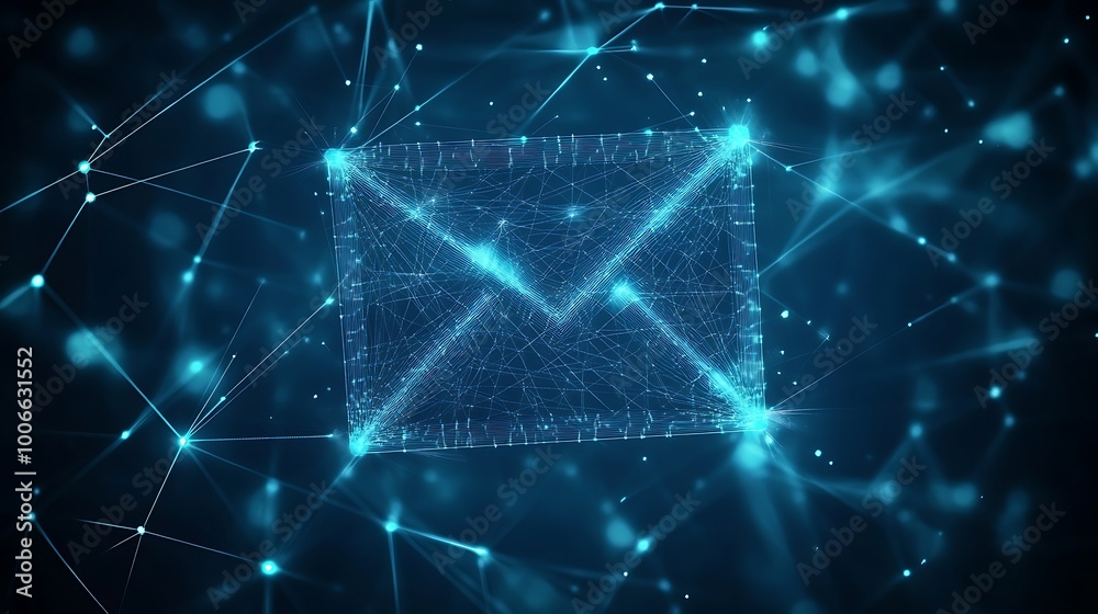 Abstract Email Symbol in a Network of Lines Abstract Email Symbol in a Network of Lines