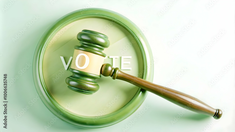 Close-up Circular Gavel Frame with 'VOTE' Sound Block Centerpiece for Election Promotions � Dynamic Camera Rotation on White Background Close-up Circular Gavel Frame with 'VOTE' Sound Block Centerpiece for Election Promotions � Dynamic Camera Rotation on White Background