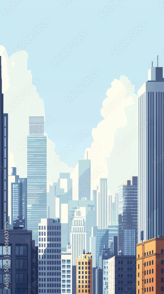 A vibrant city skyline showcasing modern architecture against a clear blue sky, ideal for urban-themed projects. A vibrant city skyline showcasing modern architecture against a clear blue sky, ideal for urban-themed projects.
