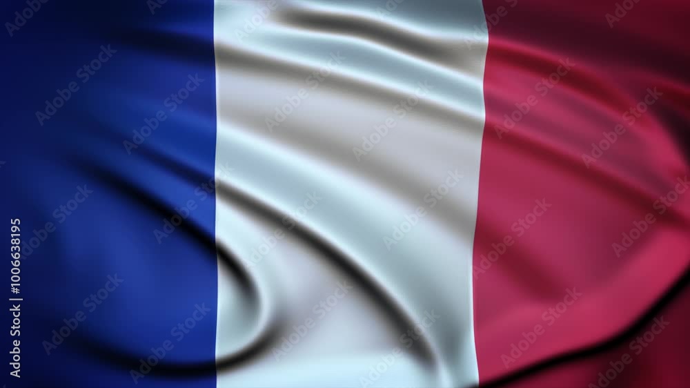 Seamless Loop Waving Silky Country Flag France Seamless Loop Waving Silky Country Flag France