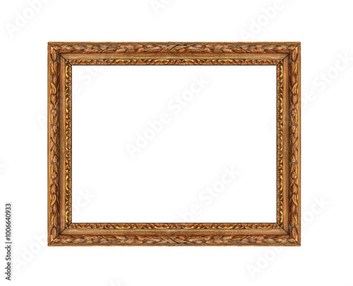 Antique picture frame isolated on white background.