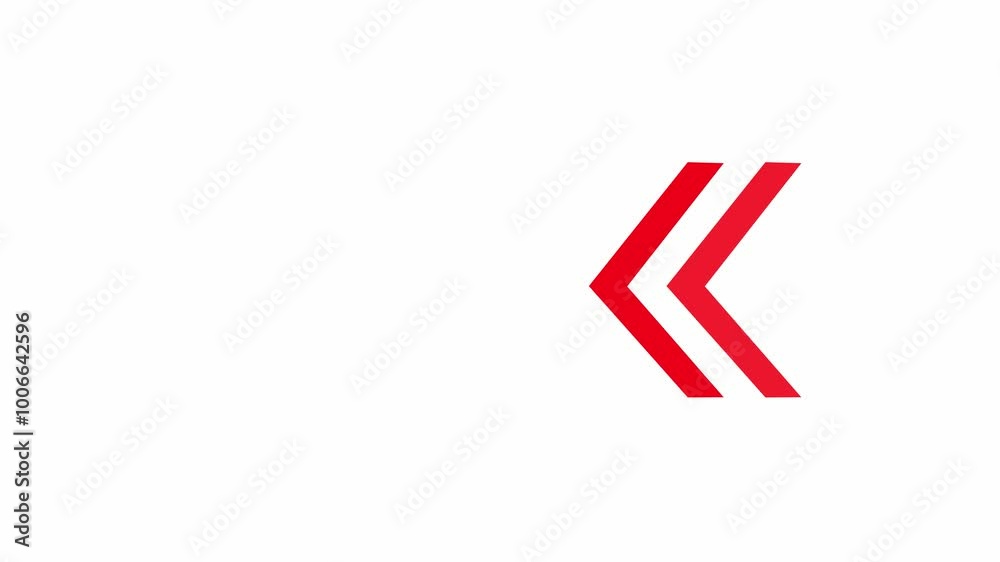 red color arrow moving left on white background. red color arrow moving left on white background.