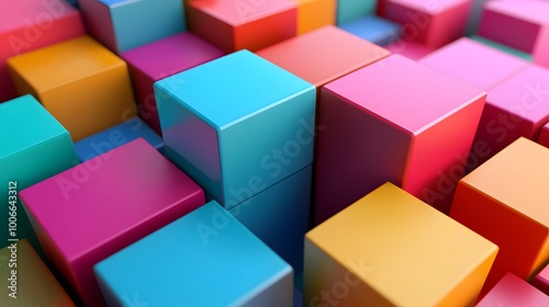 Multicolor boxes abstract background 3D render illustration. 