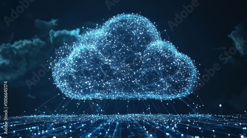 A digital illustration of an interconnected cloud network, emphasizing the modern approach to data exchange systems. photo