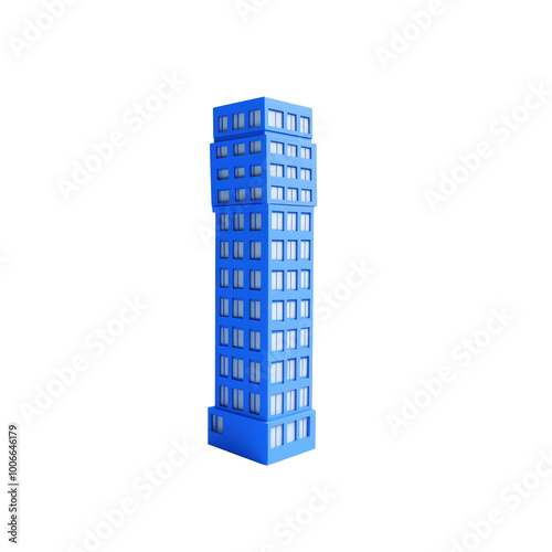 Blue Skyscraper Building 3D Render