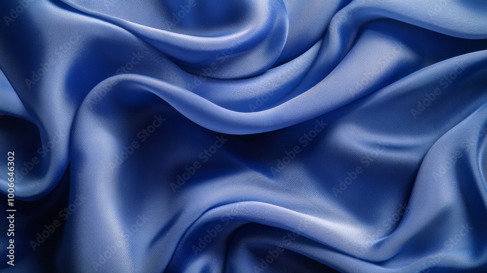 Blue satin fabric folds creating a textured Blue satin fabric folds creating a textured