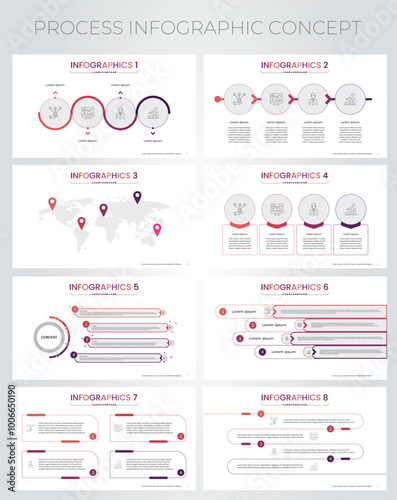 Process concept infographics collection vector eps10 illustration