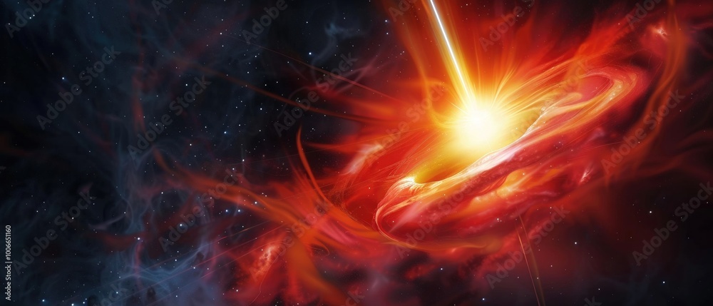 Ultra-clear photograph of a quasar with its bright